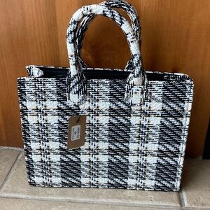 NWT 3 a.m. Forever Stylish Black and White Tweed Handbag